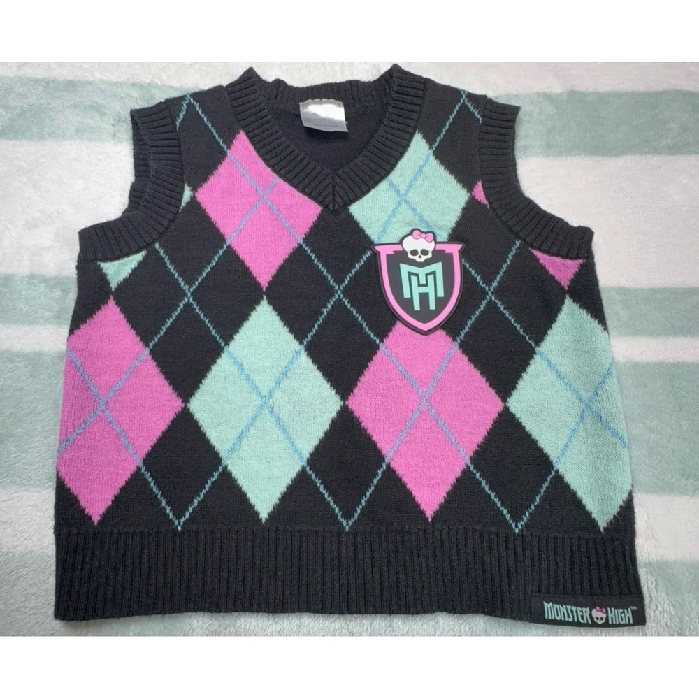 Little girls size small Monster High argyle soft sweater vest. Runs a bit small